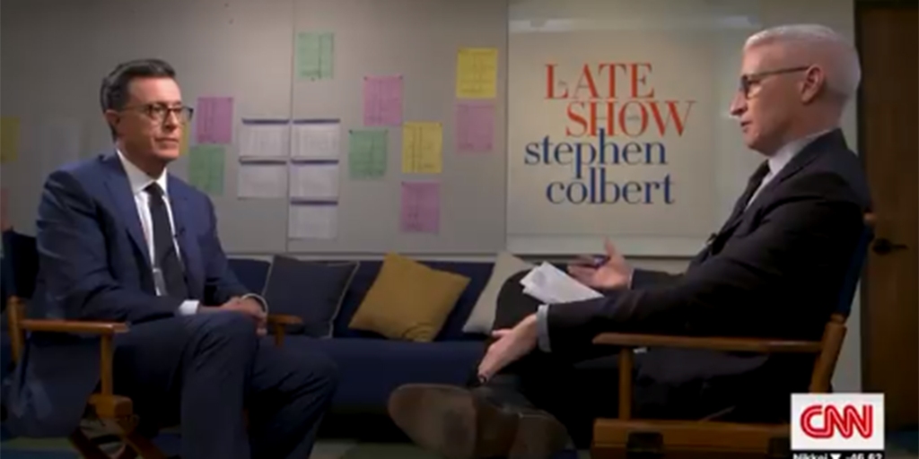 Stephen Colbert and Anderson Cooper